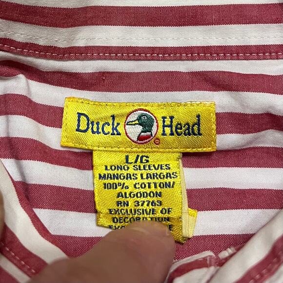 Vintage Duck Head Red/White Striped Button Up Longsleeve Large - Picture 3 of 6